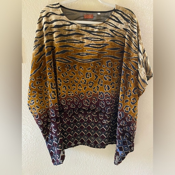 Scully Mixed Animal Print Boho Pullover Top - Picture 1 of 5